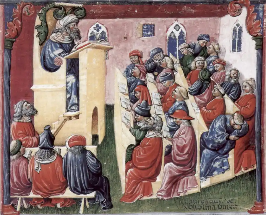 henry of germany delivering a lecture to university students in bologna de laurentius de voltolina (21114437820)